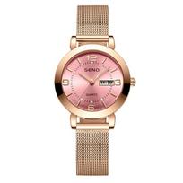 Authentic Korean Version 2024 New Model Fully Automatic Women's Mechanical Watch, Luminous, Waterproof, Dual Calendar, for Female Students, Branded 28mm beige