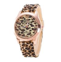 Ladies Watches Women Casual Watches Fashion Leopard Watches Women Geneva Silicone Band Quartz Wristwatches Dropshipping beige