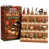 Exquisite Gift Box Christmas Music Advent Calendar 2026, 24 Mini Musical Instrument Countdown to Ornaments Calendar, Musician Holiday for Lovers Three-dimensional? beige