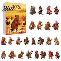 Thanksgiving Holiday Gift Box Advent Calendar with 24 Animal Hanging Decors, Day Countdown Decorative Ornaments for Christmas Thanksgiving, D