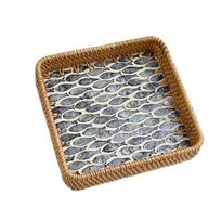 Hand Woven Splicing Shell Rattan Basket Colorful Rattan Weaving Rattan Shell Tray Household Decorative Weaving Fruit Basket