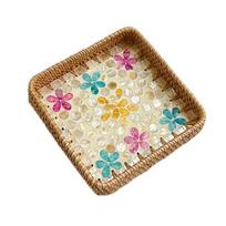 Hand Woven Splicing Shell Rattan Basket Colorful Rattan Weaving Rattan Shell Tray Household Decorative Weaving Fruit Basket