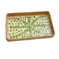 Hand Woven Splicing Shell Rattan Basket Colorful Rattan Weaving Rattan Shell Tray Household Decorative Weaving Fruit Basket