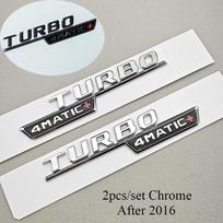 2 vnt. TURBO 4MATIC+ emblema Mercedes Benz AMG W213 W205 W177 W167 A45S E63S GLE53 sparnui, logotipas, lipdukas, automobilio aksesuarai
