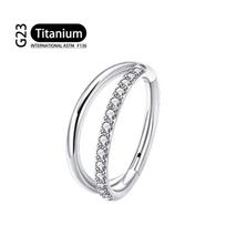 16g G23 Titanium Cz Row Conch Nose Ring Cartilage Hoop Daith Tragus Helix Lobe Earring Hinged Segment Clicker Piercing Zircon Matches the image,1.2x8mm white