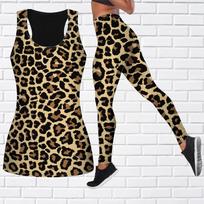 Yellow Leopard Print Jogos apranga moterims Madinga Treniruotės Antblauzdžiai Fitnesas Sportas Kasdieninės jogos kelnės M beige