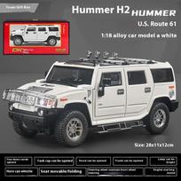 Didelis 1/18 Hummer H2 Lydinio Visureigis Diecast Metalinis Modelis Garsas Šviesa Atitraukiamas Žaislas Kolekcionavimui Eksponavimui Ornamentas Vaikų Žaislas Dovana balta