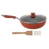 Nelipnus puodas su dangčiu Dengta Wok keptuvė Daugiafunkciniai namų gaminimo indai Geležis Kompozitas Medis L(for 6.5-9kg) gray