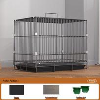 Ypač didelis triušių ir jūrų kiaulyčių narvas su tualetu - Erdvus naminiams gyvūnėliams Black 35# (34.5*25.5*33cm) with Tray, Mat, Feeder gray