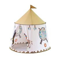QIRUN Kids' Tent, Foldable Sleeping Tent House, Secret Base, Playhouse, Educational Toy, IndoorPark Use, Toy Storage, Pretend Play, Hide and Seek, beige