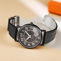 Charming Women's Quartz Watch Rose Gold Tone Watch Heart Accent Design Silicone Mesh Band Stylish Cute Look Precise Wristwatch juoda