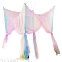 Elegant Rainbow Mosquito Net - Large Bed Canopy with Drawstring Closure, Perfect for Outdoor & Indoor Use white