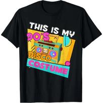 90-ųjų Disko Kostiumas Juokingas 1990-ųjų Muzikos Mėgėjas Retro Devintojo Dešimtmečio Marškinėliai XXXXXL juoda