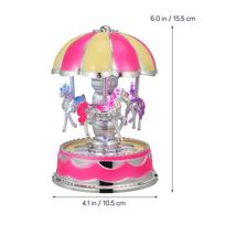 Carousel Music Box with Light Up Rotation Luminescent Melody Player Elegant Dome Structure Unique Home Decoration rožinė