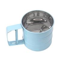 Semi Automatic Flour Sifter Handheld Push-Type Mesh Shaker for Baking Cakes Cookies Powdered Sugar Cocoa Powder Kitchen Tool mėlyna
