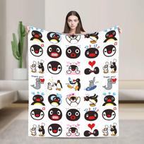 Mielas Pingu pingvinas pledai Kokybiškas šiltas metamas pledas Pavasario dekoratyvinis svetainės madingas lovatiesė 75cmx90cm black