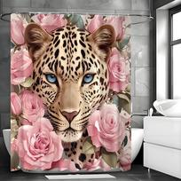 Cougar And Rose Shower Curtain, Bathroom Decorative Shower Curtain, Waterproof Shower Curtain With Hooks W60H190(CM)-1 Pcs black