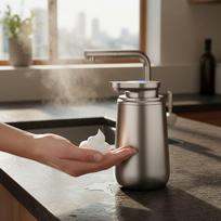 Adjustable, Practical And Automatic Soap Dispenser Made of Stainless Steel, USB , Ideal for Home, Foam gray