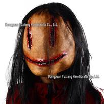 Halloween Scary Ghost Mask with Wig: Spooky Female Ghost Costume for Haunted Houses and Parties brown