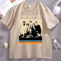 The Office TV Series T Shirt Retro Cotton Short Sleeve Tee Shirt Casual Round Neck Soft Breathable Tshirt Unisexclothing M beige