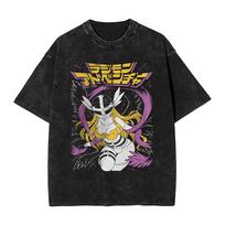 Manga Digital Monster Digimon Graphic T Shirt Harajuku Washed Oversized T-Shirt Summer Short Sleeve Tees Men Women Clothing S juoda