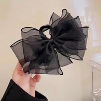 Black Mesh Lace Bow Grab Clip On The Back Of The Head, Hairpin Clip On The Head, Headdress, Shark Clip Black-1 black
