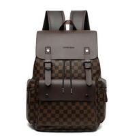 Backpack Men'S Plaid Commuter Casual Office Worker Backpack Large Capacity Business Travel Business Travel Work Computer Bag