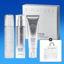 S.NATURE Timeless Aqua Collagen Peptide NAD+ Skincare Gift Set Triple Gel Essence Ampoule Cream 50ml Each gray
