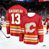 2026 Naujas vyriškas modelis Calgary vyriški ledo ritulio sportiniai marškinėliai 3D spausdinimo proveržio stilius Raudoni kamuoliuko žaidimo ilgomis rankovėmis marškinėliai Vaikams 2XL