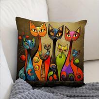 1PC Cute Cartoon Cat Cushion Creative Pattern Simple Printed Throw Cushion Sleeping Bubble Cat Pillowcase Gift Cat Lovers beige