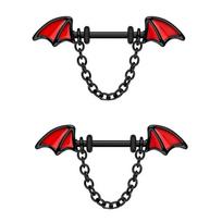 Belly Steel Bat Stainless Nose Button And Nipple Ring Industrial Earrings Wing nipple rings 1.6x16mm pair