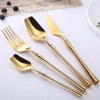 4Pcs High Quality Cutlery Set Elegant Stainless Steel Dinnerware Knife Fork Spoon Tableware Set Luxury Silverware Flatware Set beige
