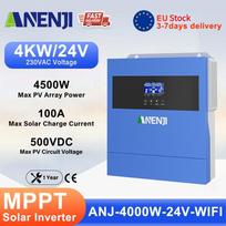 ANENJI 4KW MPPT Hybrid Solar Inverter Pure Sine Wave Inversor MPPT 100A 24V LiFePO4 portable battery Solar Charge Controller