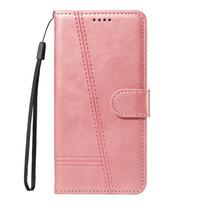 Skirta Motorola Edge 50 Fusion 50Ultra Edge50 Pro 40 NEO Reljefinis Linijos Kortelės Solt Piniginė Knyga Atverčiamas odinis dėklas, skirtas MOTO E14 E13 E22 E32 Telefono dėklas moto X50 Ultra rožinio aukso spalvos