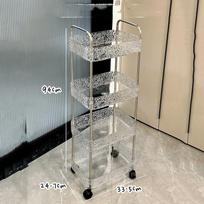 Acrylic Trolley, Bedside, Floor Standing Bathroom, Mobile Bathroom, Storage Rack, Multifunctional Multi-layer Snacks 4th floor gray