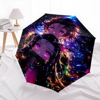1pc Kamado Nezuko & Kamado Tanjirou Pattern Fashion Automatic Cartoon Umbrella is Fashionable and Good-Looking, Suitable for Travel and Daily Use.I057 blue