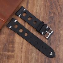 Vintage Leather Watch Strap 18mm 20mm 22mm 24mm Breathable Hole Hand Stitching Watchband for Men Women Replacement Wrist Belt 22mm juoda