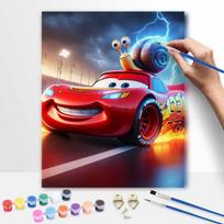 Disney Lightning Mcqueen Snail Painting Kit Canvas DIY Home Decor Gift 20x30cm red