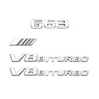 For Mercedes G63 AMG W463 W464 G 63 V8 BITURBO 3d ABS Glossy Black Letters Car Rear Trunk Badge Emblem Logo Sticker Accessories gray