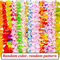 1-150Pcs Hawaiian Flower Wreath Necklace Hawaiian Leis Bulk for Luau Birthday Party Artificial Garland Decorations Supplies 5Pcs yellow