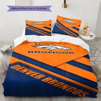 Denver Broncos Logo Pattern Bedding Set Quilt Cover Pillowcase Home Decor Gift (1 * duvet cover + 2 * pillowcase, without core) 155x200cm blue