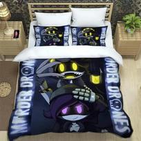 Murder Drones Cartoon Printed Bedding Sets exquisite bed supplies set duvet cover bed comforter set bedding luxury birthday gift EU Single 135*200cm/53x79in 3pcs white