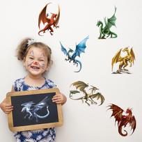 1set Translucent PVC Self Adhesive Wall Stickers Waterproof Decals for Home Living Room Bedroom Wall Decoration Dragon 900x300mm 3 sheets/set. beige