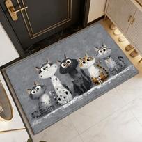 Cute Cat Pattern Doormat Water-absorbing Abrasion-resistant Bathroom Carpet Non-slip Durable Bedroom Door Rug Home Decor 60-90CM gray