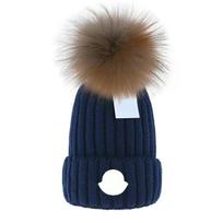 Hot-selling real raccoon fur ball wool hat winter thickened outdoor fashion casual warm knitted hat gray