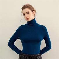 Slim Fit Ladies' Wool Knit Long Sleeve Sweater - Plain Color Base Layer for Commuting Extra Large beige