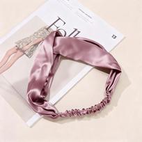 100% gryno šilko platus plaukų raištis moterims - Minkštas satino galvos raištis klasikinių vienspalvių spalvų, elegantiškas kasdieniam dėvėjimui, dovana Silk Crossed Headband Beige gray