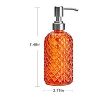 Glass Pump Dispenser for Hand Soap And Body Wash, 350ml oranžinė