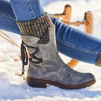 Moteriški auliniai batai žieminiai šoniniai užtrauktukai Sniego batai Moteriški suvarstomi moteriški batai 43 dydis Retro mezgimo batai Botas Mujer 39 pilka spalva