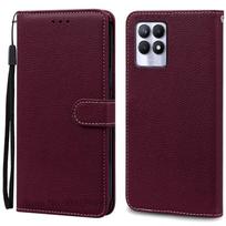 Dėklas Realme 8i Dėklas Minkšto Silikono Piniginė Apverčiamas Odinis Dėklas Realme 8i Telefono Dėklui Realme 8 i Dangtelis Coque Fundas For Realme 8i vyno raudonos spalvos